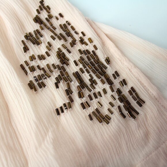 Cache size S silk sheer 3/4 sleeve embellished beaded blouse tunic top Pink - Picture 11 of 11